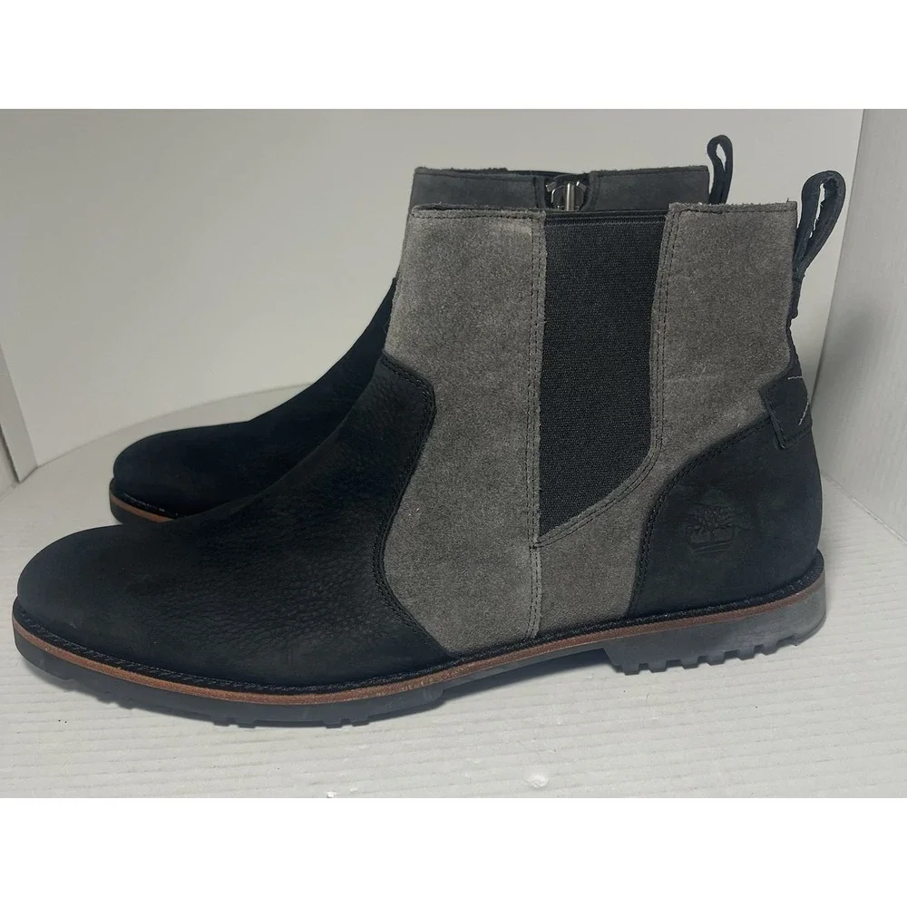 Timberland Side Zip Ankle Boots Mens US 11.5 Gray‎ Black